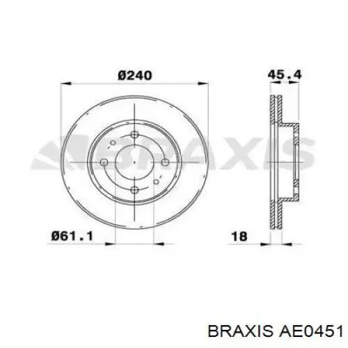 AE0451 Braxis диск тормозной передний