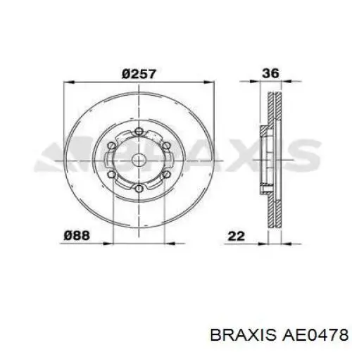 Передние тормозные диски AE0478 Braxis