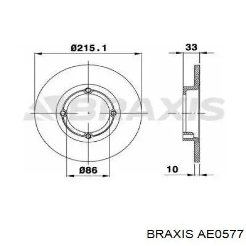 Передние тормозные диски AE0577 Braxis