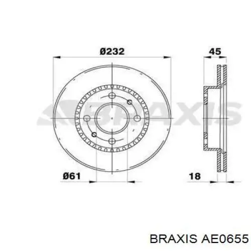 AE0655 Braxis диск тормозной передний