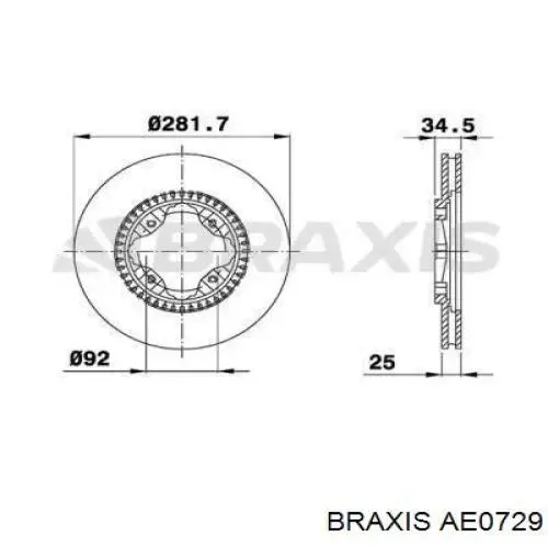 AE0729 Braxis диск тормозной передний