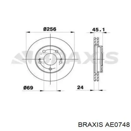 Передние тормозные диски AE0748 Braxis