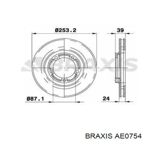 Передние тормозные диски AE0754 Braxis