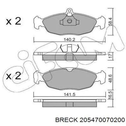 205470070200 Breck Колодки передние