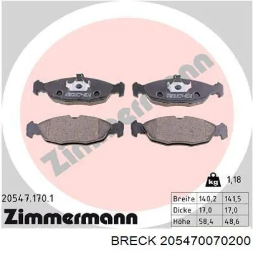 Колодки Breck 205470070200 цена, от 16.47 USD