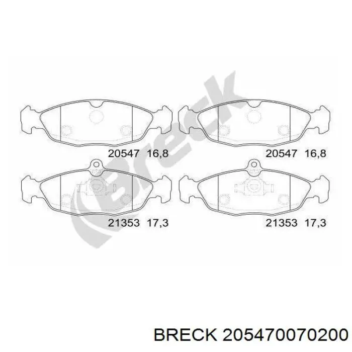 Тормозные колодки Breck 205470070200