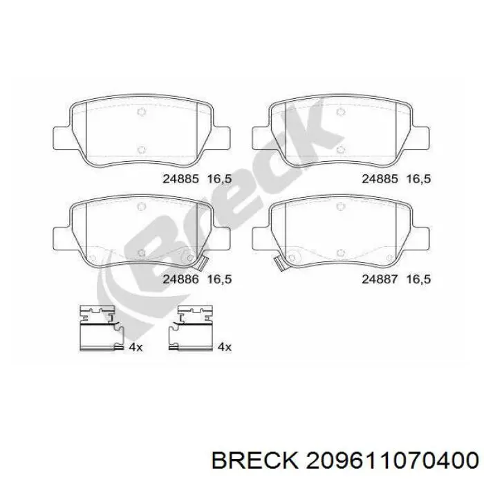 Купить 209611070400 Breck Колодки тормозные задние, дисковые