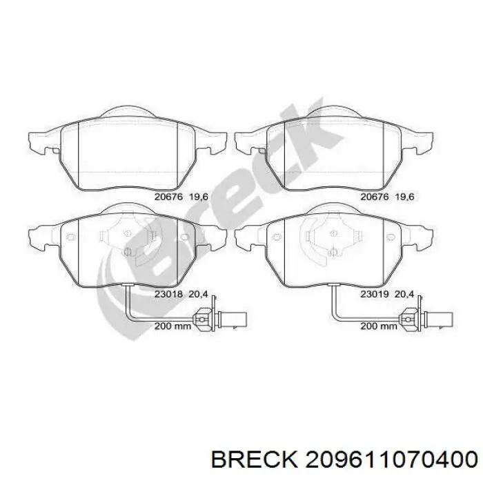 Задние тормозные колодки 209611070400 Breck