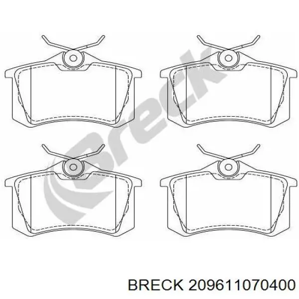 Задние тормозные колодки 209611070400 Breck