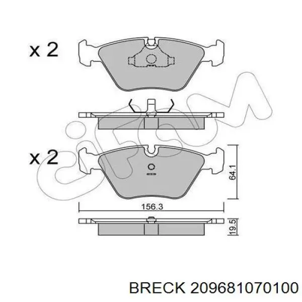 Тормозные колодки Breck 209681070100