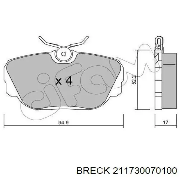 Передние тормозные колодки 211730070100 Breck