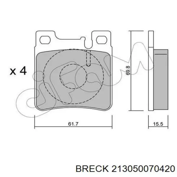 Задние дисковые колодки Breck 213050070420