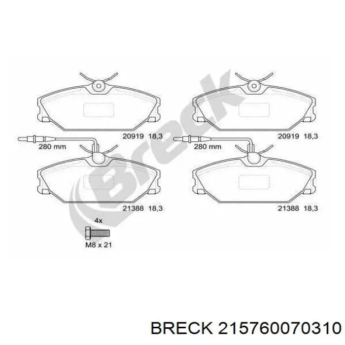 Тормозные колодки Breck 215760070310