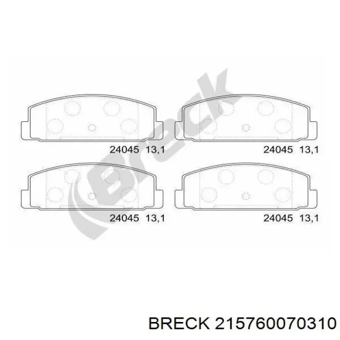 Передние тормозные колодки 215760070310 Breck