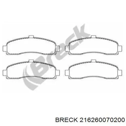 Передние тормозные колодки 216260070200 Breck