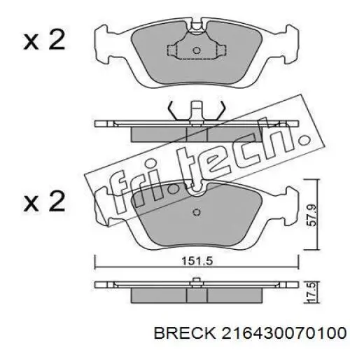 Передние тормозные колодки 216430070100 Breck