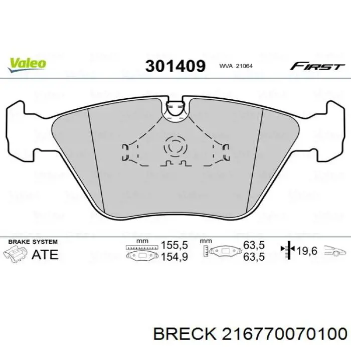 216770070100 Breck Колодки передние