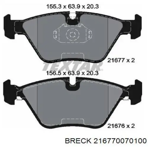Тормозные колодки Breck 216770070100