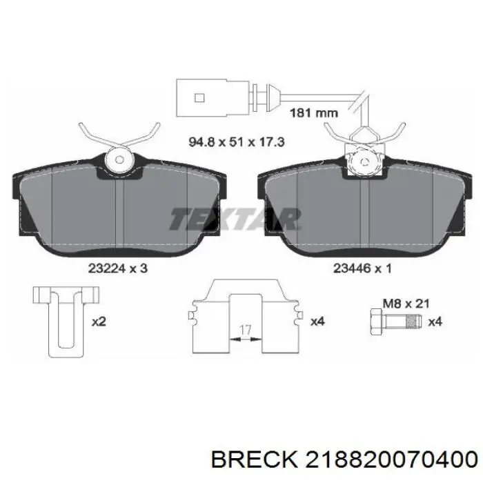 218820070400 Breck Колодки тормозные дисковые комплект