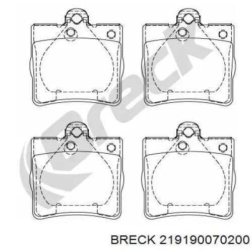 Задние тормозные колодки 219190070200 Breck