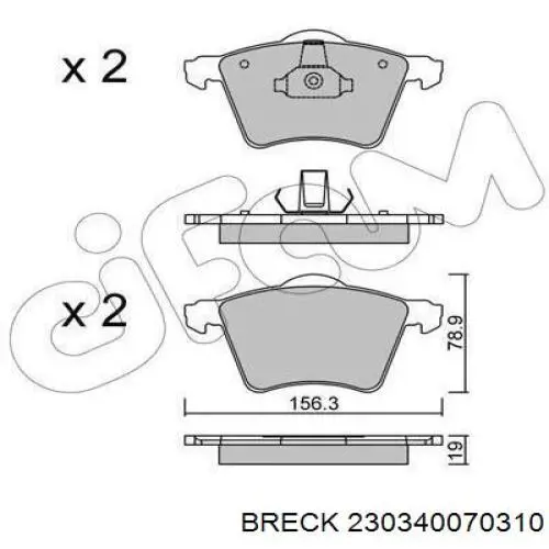 Передние тормозные колодки 230340070310 Breck