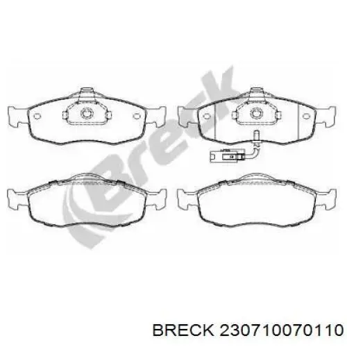 Передние тормозные колодки 230710070110 Breck