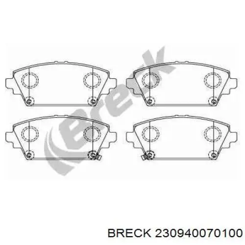 Передние тормозные колодки 230940070100 Breck