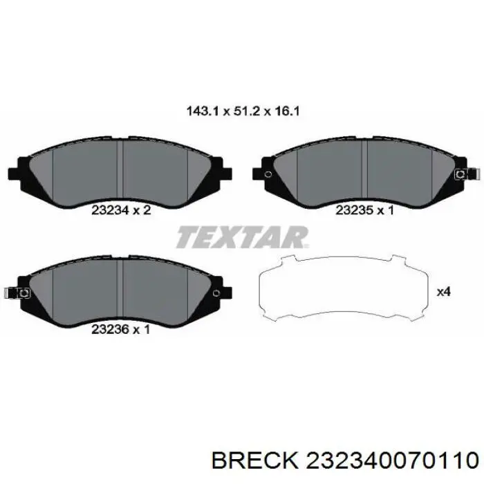 Тормозные колодки Breck 232340070110