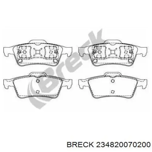 Задние тормозные колодки 234820070200 Breck