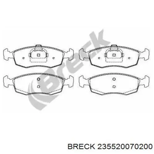 235520070200 Breck колодки тормозные передние дисковые