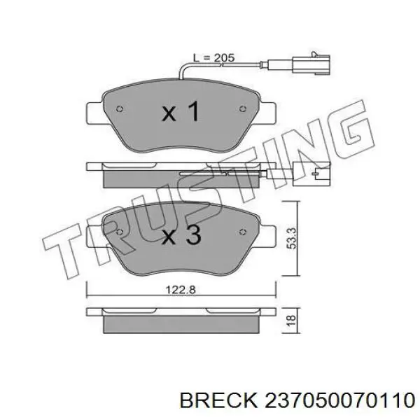 237050070110 Breck Колодки передние