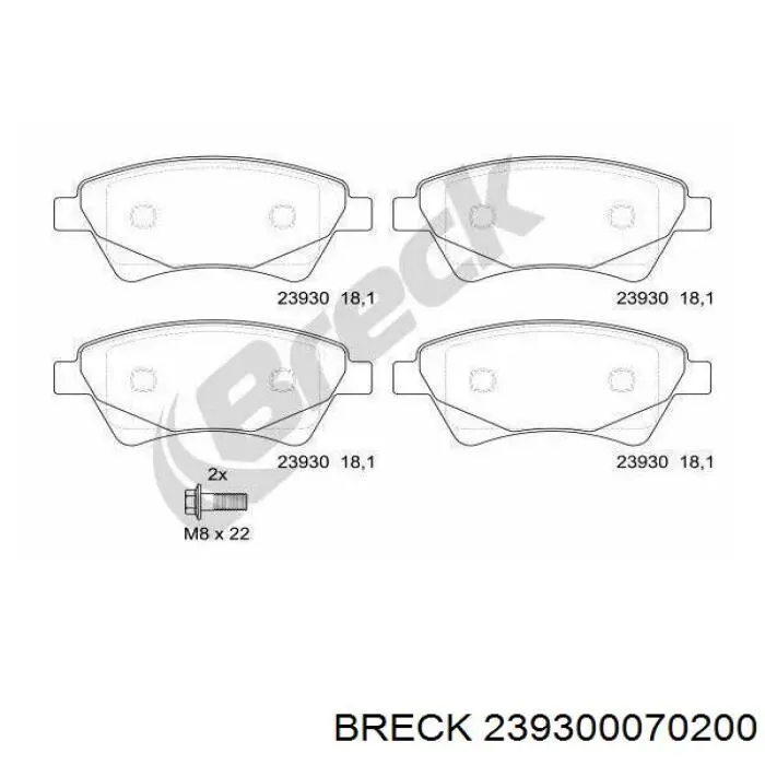 Тормозные колодки Breck 239300070200