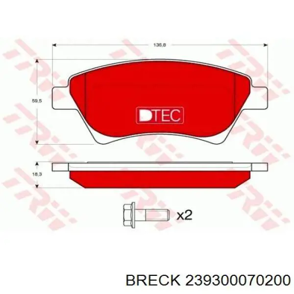 239300070200 Breck Колодки передние