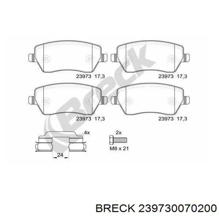 Купить 239730070200 Breck Колодки тормозные