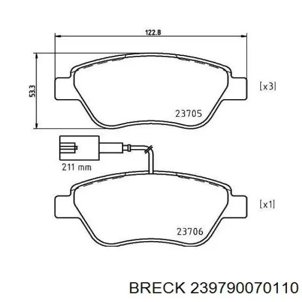 Тормозные колодки Breck 239790070110