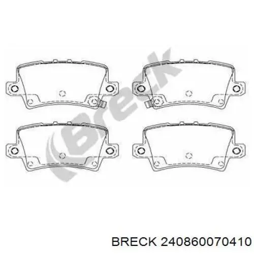 Задние тормозные колодки 240860070410 Breck