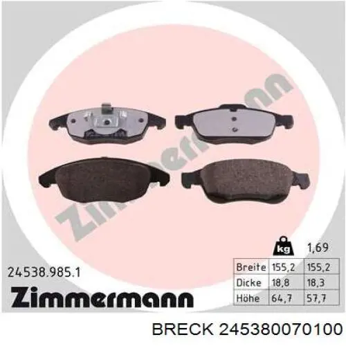 Колодки Breck 245380070100 цена, от 23.36 USD