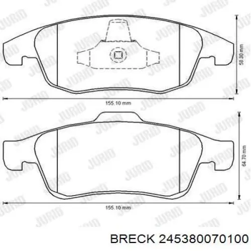 Купить 245380070100 Breck Колодки тормозные