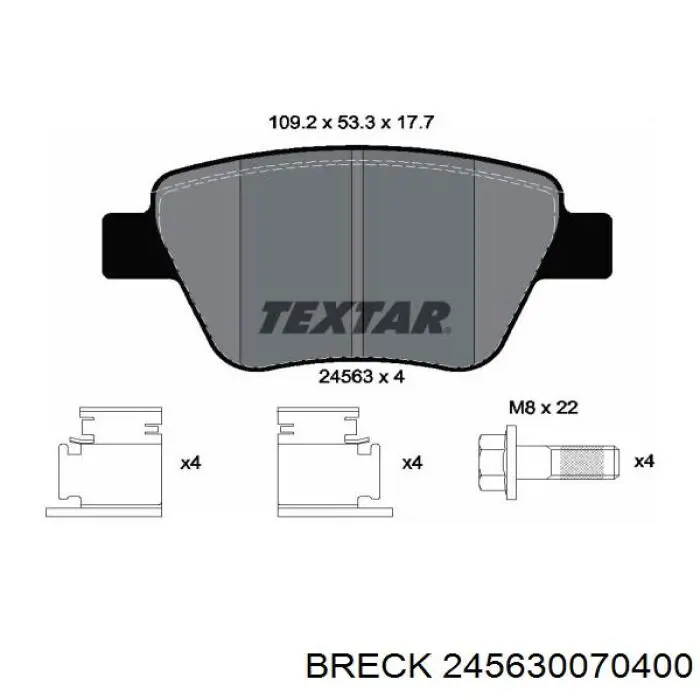 Задние тормозные колодки 245630070400 Breck