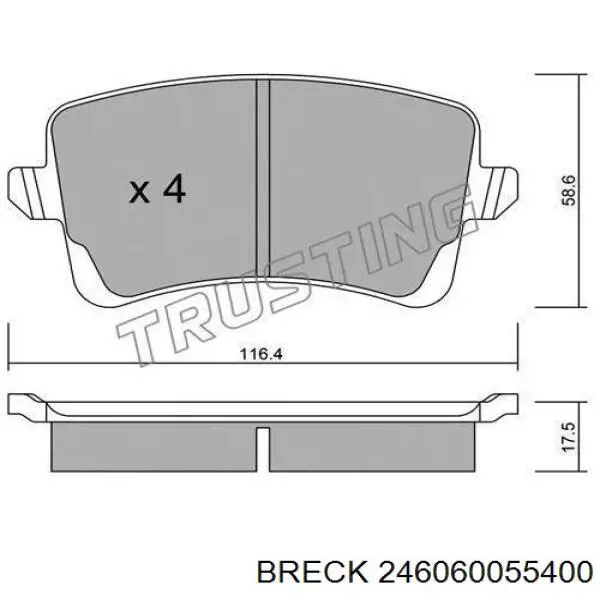 246060055400 Breck Колодки тормозные дисковые комплект