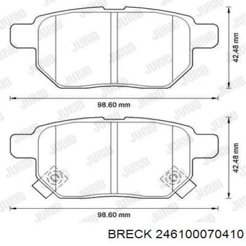 Задние тормозные колодки 246100070410 Breck