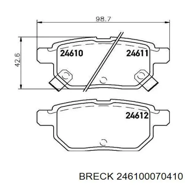 Задние дисковые колодки Breck 246100070410