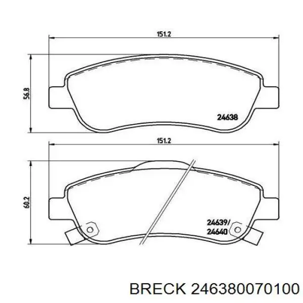 Тормозные колодки Breck 246380070100