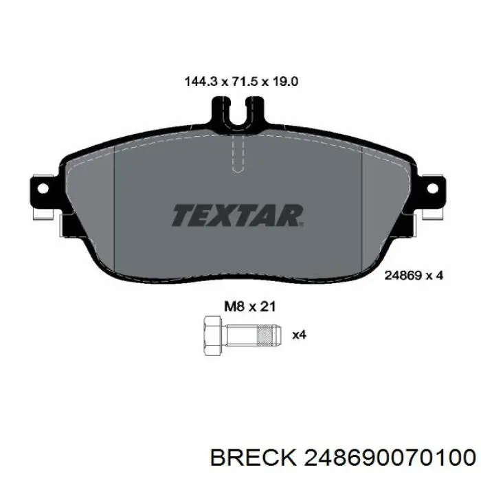 Тормозные колодки Breck 248690070100