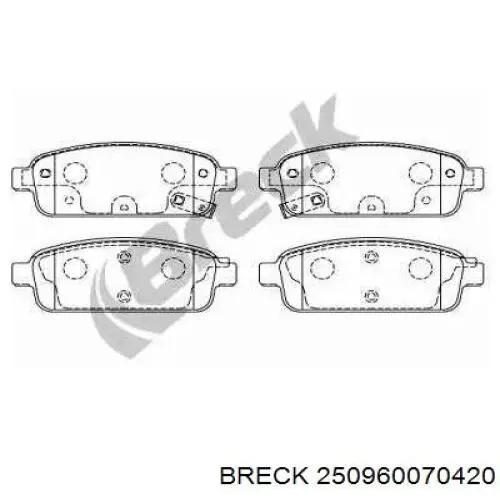 Задние тормозные колодки 250960070420 Breck