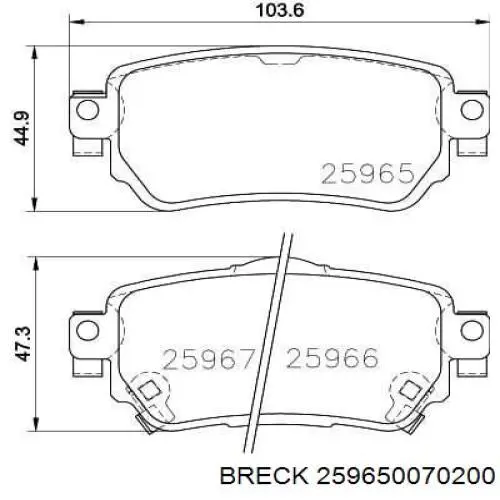 Задние дисковые колодки Breck 259650070200