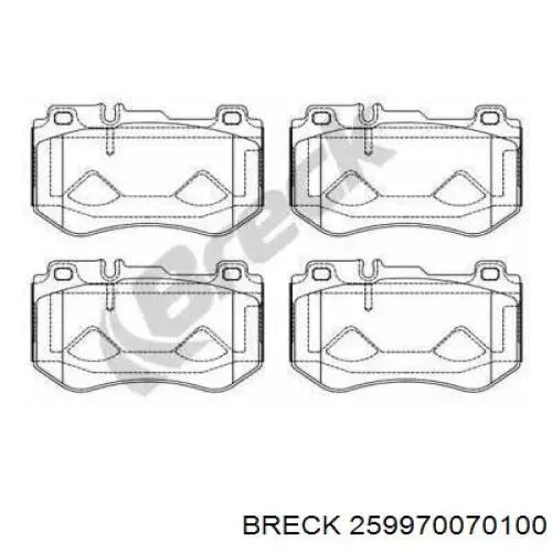 Передние тормозные колодки 259970070100 Breck