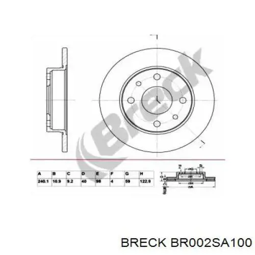 Передние тормозные диски BR002SA100 Breck