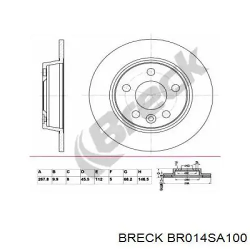 BR 014 SA100 Breck диск тормозной задний