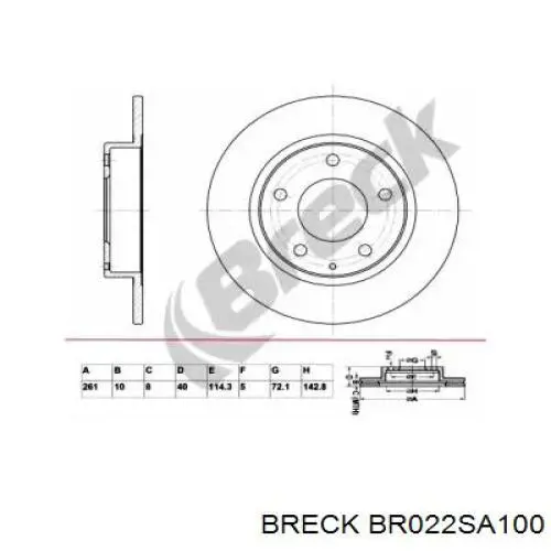 BR 022 SA100 Breck тормозные диски